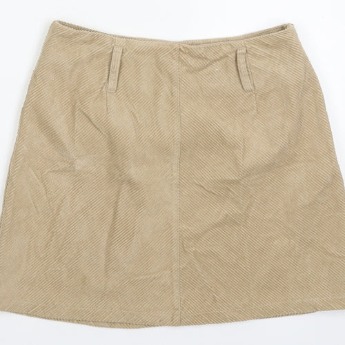 Denim Co Womens Beige  Cotton Mini Skirt Size 10   Zip