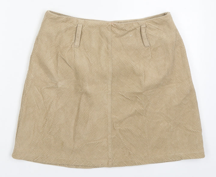 Denim Co Womens Beige Cotton Mini Skirt Size 10 Zip