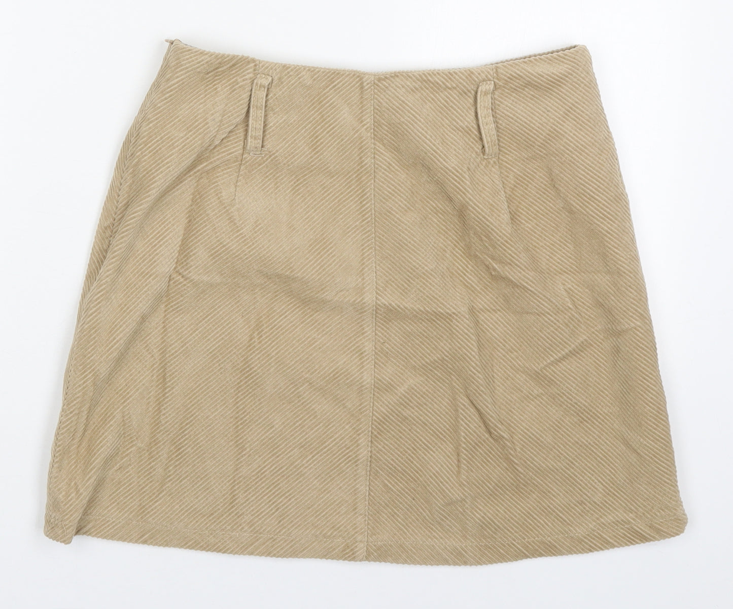 Denim Co Womens Beige  Cotton Mini Skirt Size 10   Zip