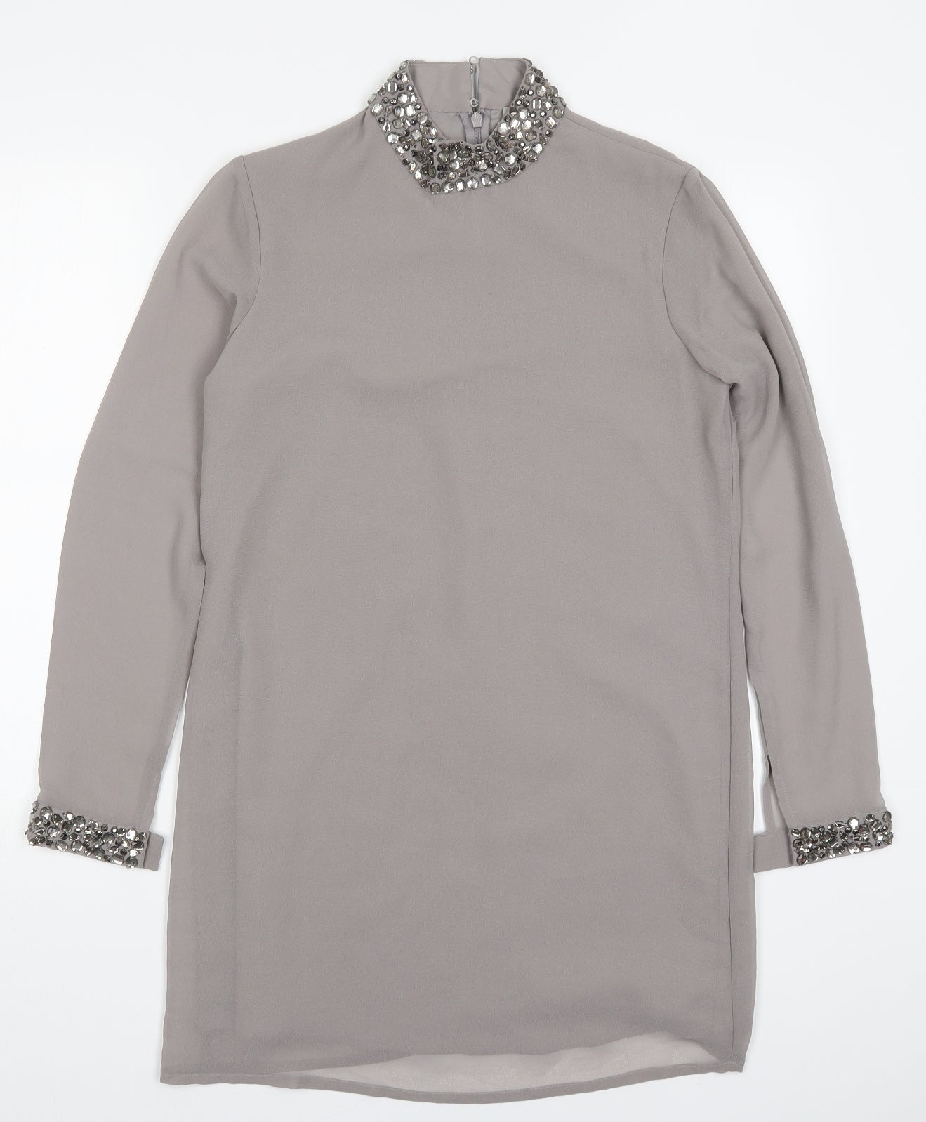 ASOS Womens Grey  Polyester Shift  Size 8  Round Neck Zip