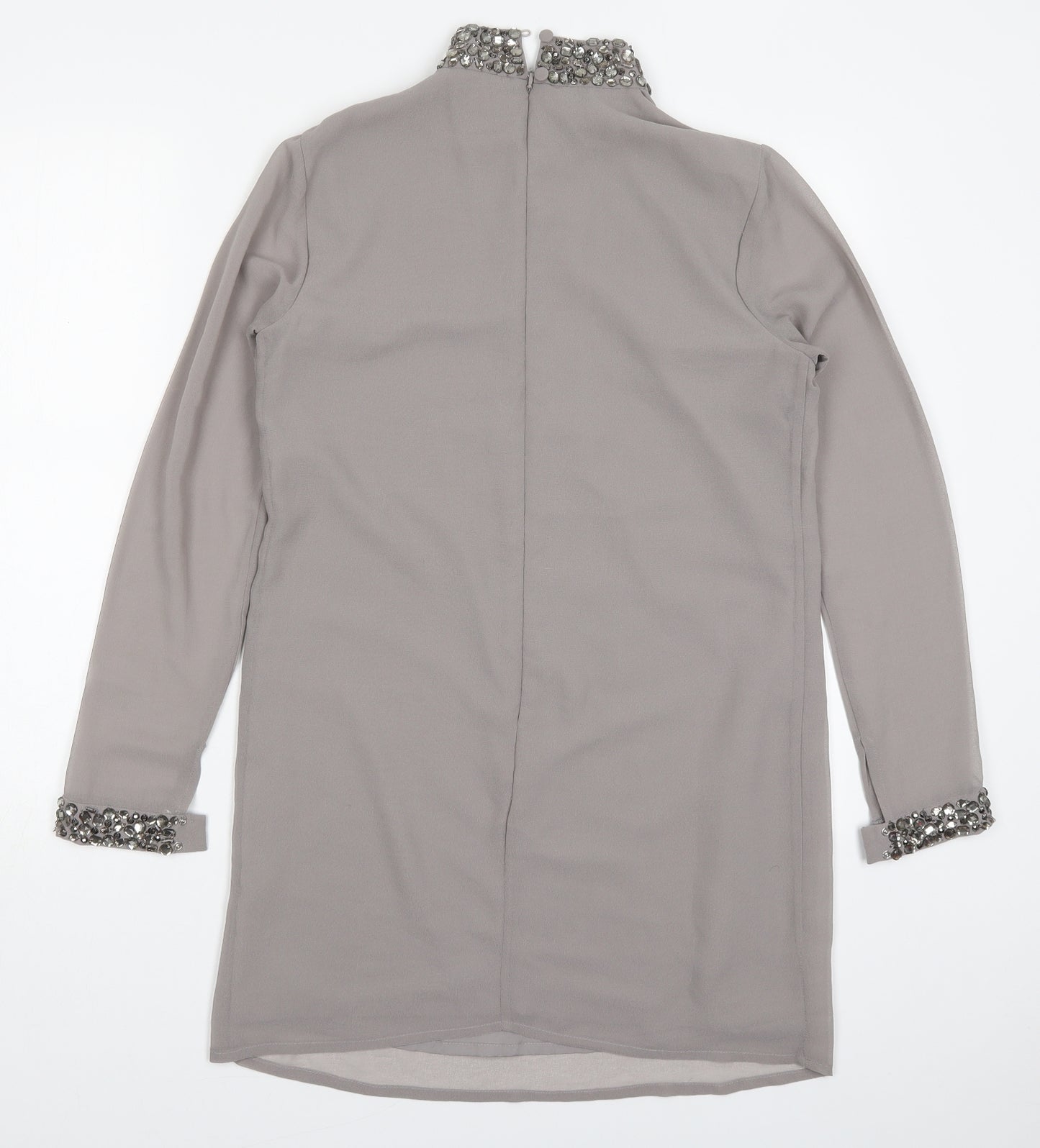 ASOS Womens Grey  Polyester Shift  Size 8  Round Neck Zip