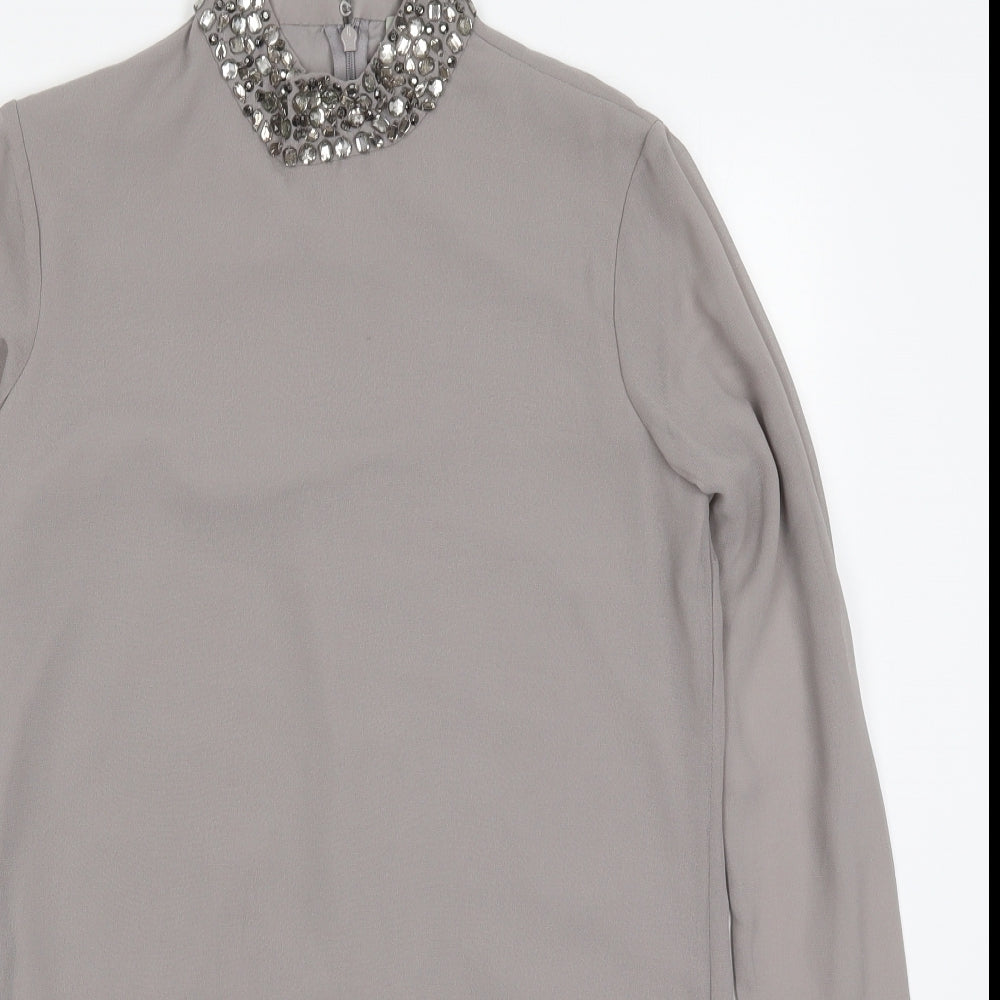 ASOS Womens Grey  Polyester Shift  Size 8  Round Neck Zip