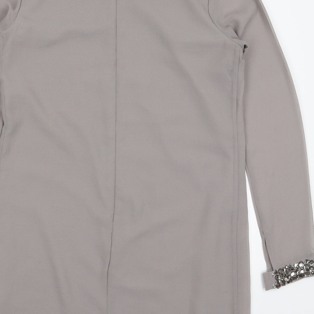 ASOS Womens Grey  Polyester Shift  Size 8  Round Neck Zip