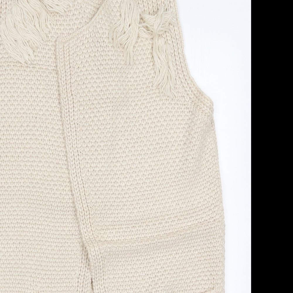Roman Womens Beige Round Neck  Acrylic Cardigan Jumper Size 16