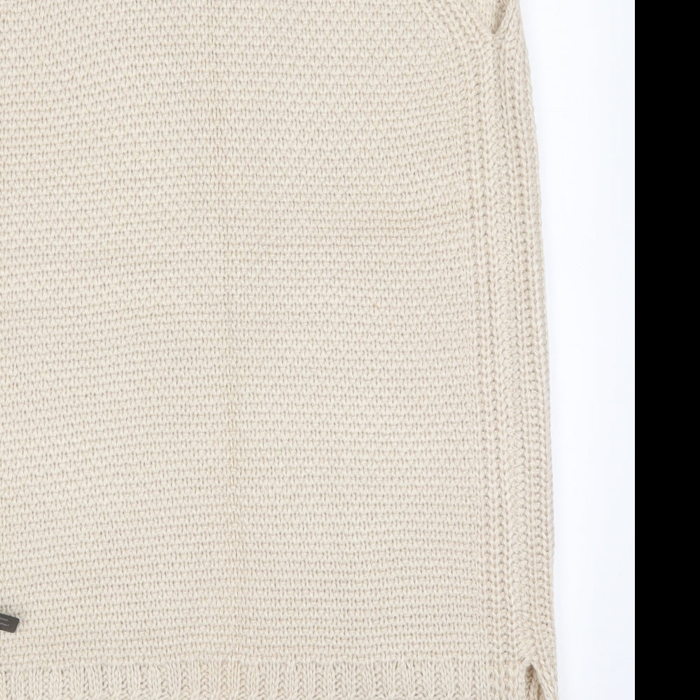 Roman Womens Beige Round Neck  Acrylic Cardigan Jumper Size 16