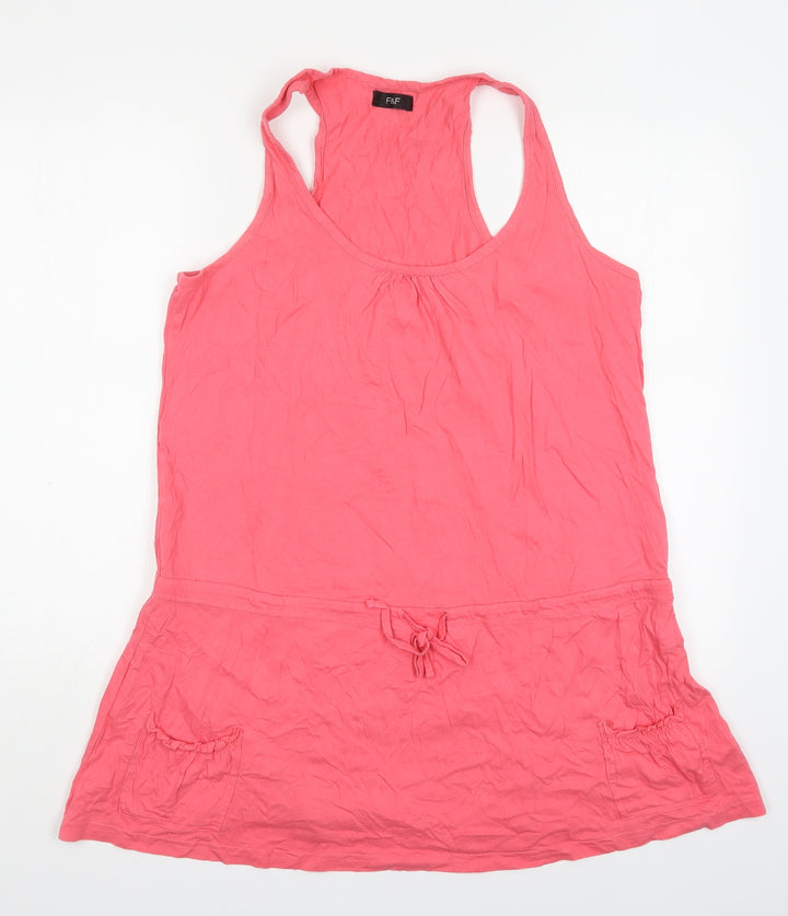 F&F Womens Pink Cotton Basic Tank Size L Round Neck