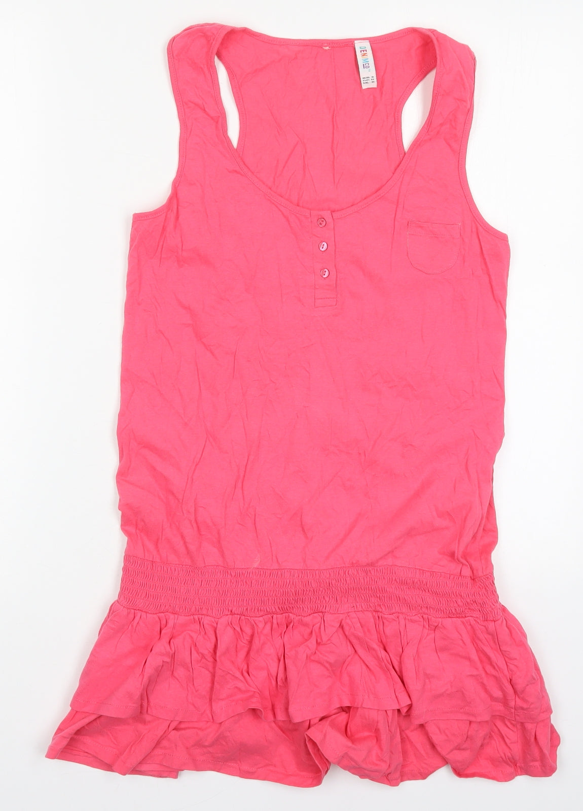 Denim Co Womens Pink  Cotton Basic Tank Size 16 Round Neck
