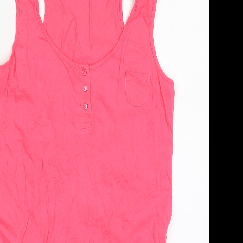 Denim Co Womens Pink  Cotton Basic Tank Size 16 Round Neck