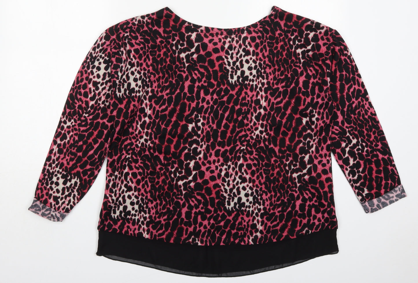 Stella Womens Pink Round Neck Animal Print Polyester Pullover Jumper Size 14