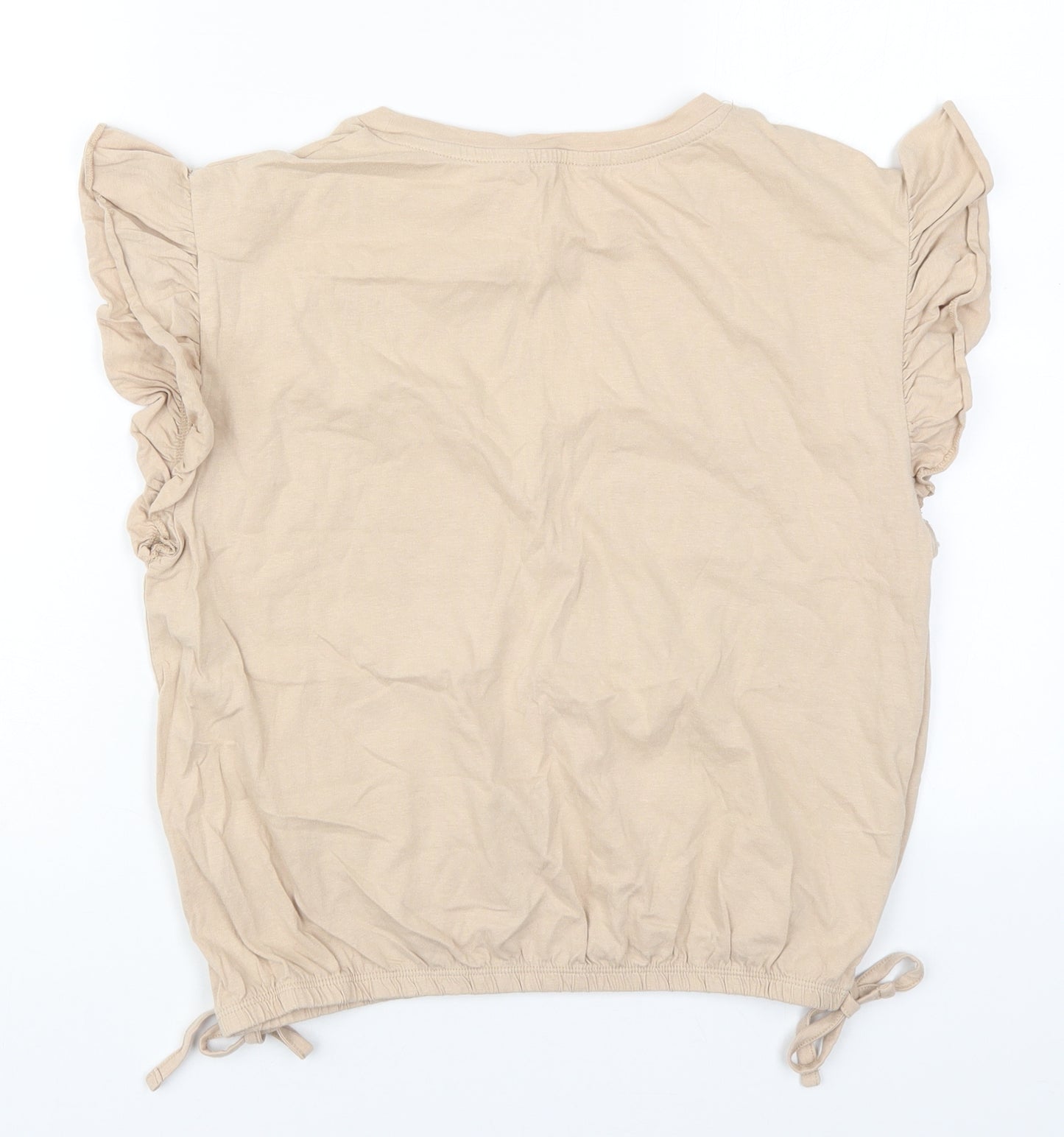Pep&Co Womens Beige  Cotton Basic T-Shirt Size 14 Crew Neck