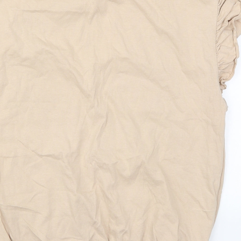 Pep&Co Womens Beige  Cotton Basic T-Shirt Size 14 Crew Neck