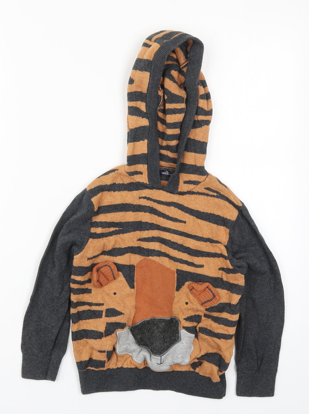 NEXT Boys Brown Animal Print Cotton Pullover Hoodie Size 5-6 Years  Pullover - Tiiger