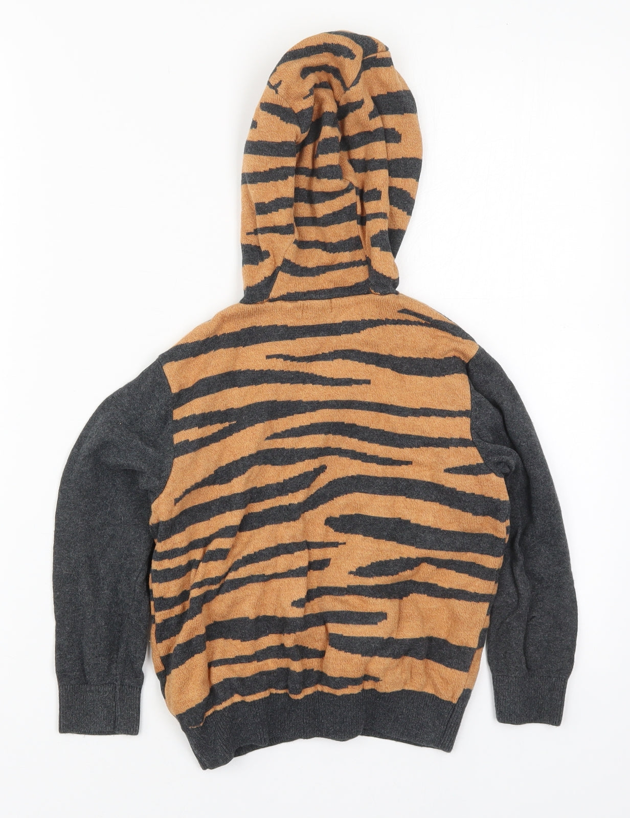 NEXT Boys Brown Animal Print Cotton Pullover Hoodie Size 5-6 Years  Pullover - Tiiger