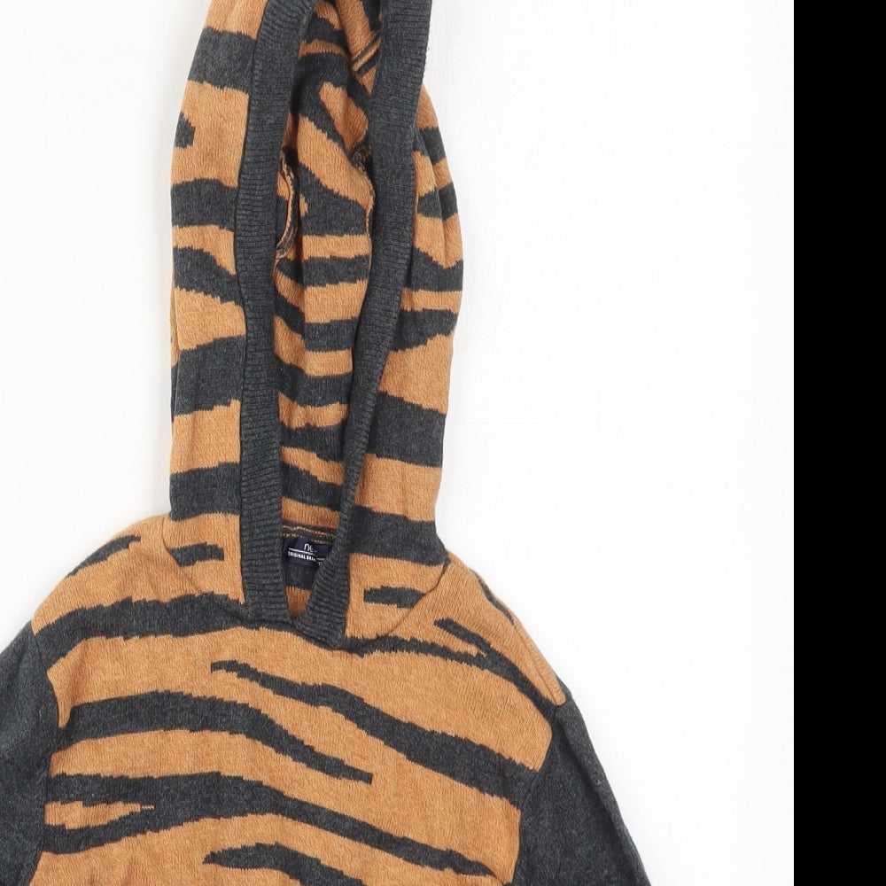 NEXT Boys Brown Animal Print Cotton Pullover Hoodie Size 5-6 Years  Pullover - Tiiger