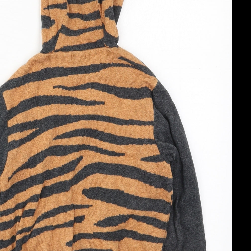 NEXT Boys Brown Animal Print Cotton Pullover Hoodie Size 5-6 Years  Pullover - Tiiger