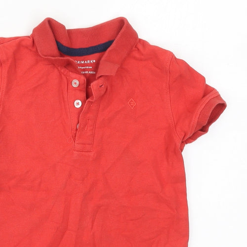 Primark Boys Red  Cotton Basic Polo Size 5-6 Years Collared Pullover