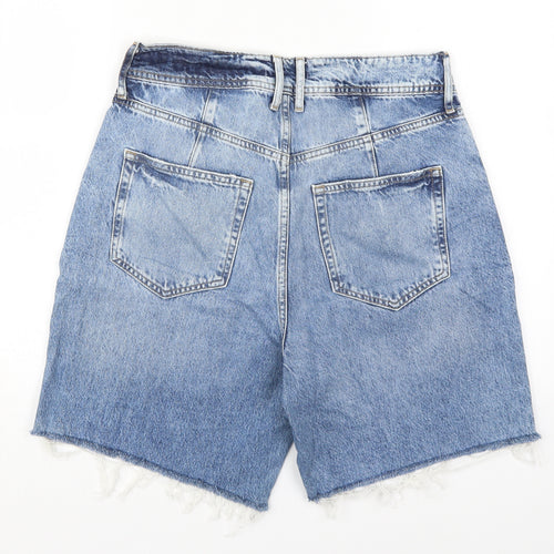 River Island Womens Blue  Cotton Cut-Off Shorts Size 12 L7 in Regular Button