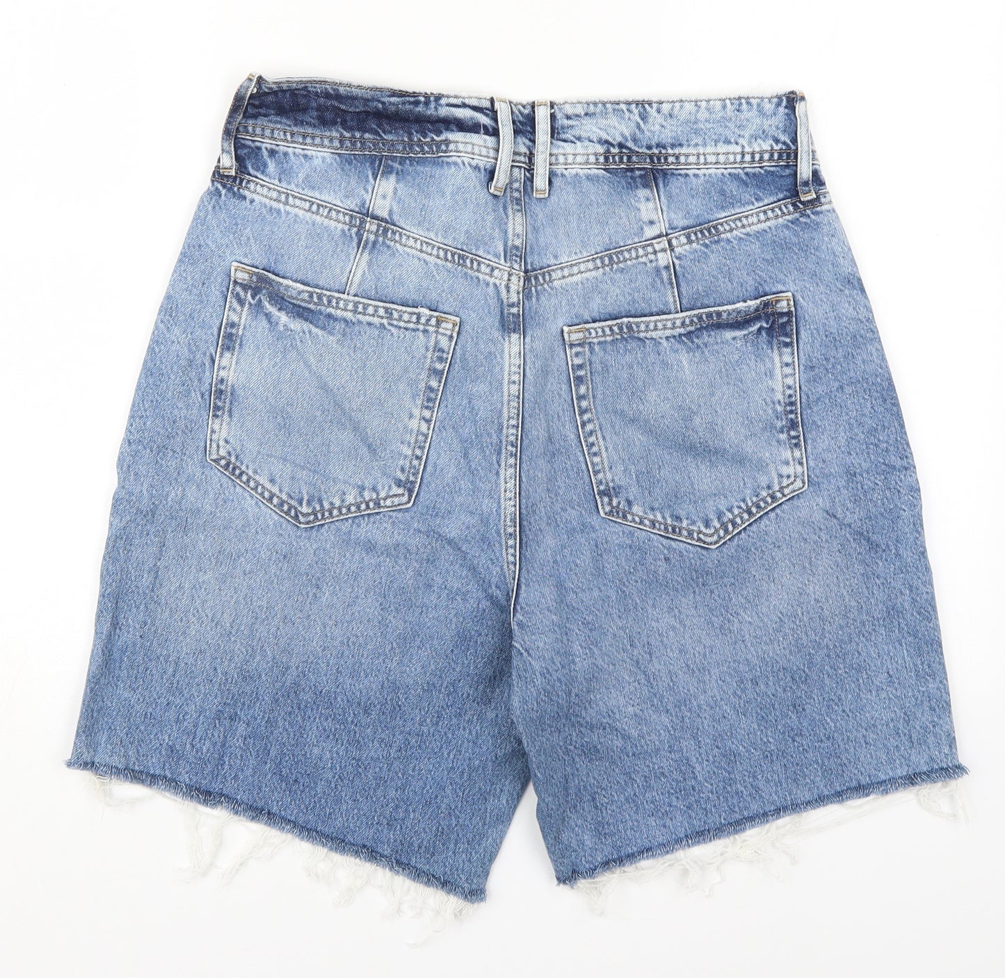 River Island Womens Blue  Cotton Cut-Off Shorts Size 12 L7 in Regular Button
