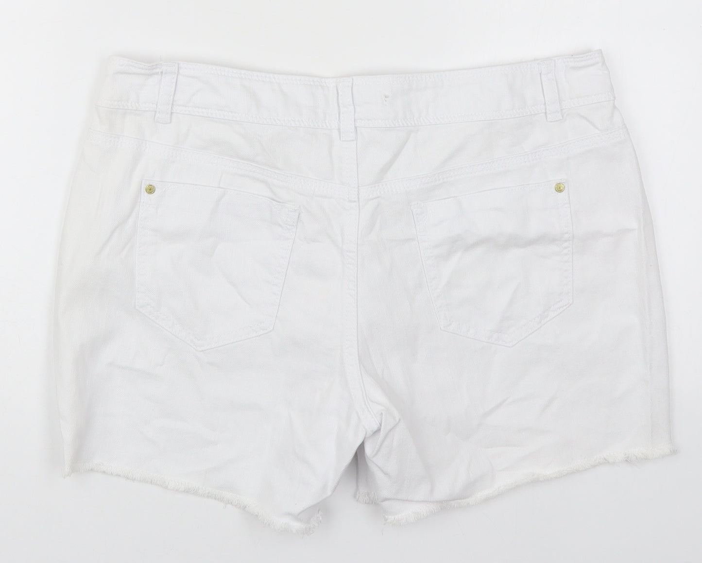 George Womens White  Cotton Cut-Off Shorts Size 14 L4 in Regular Button