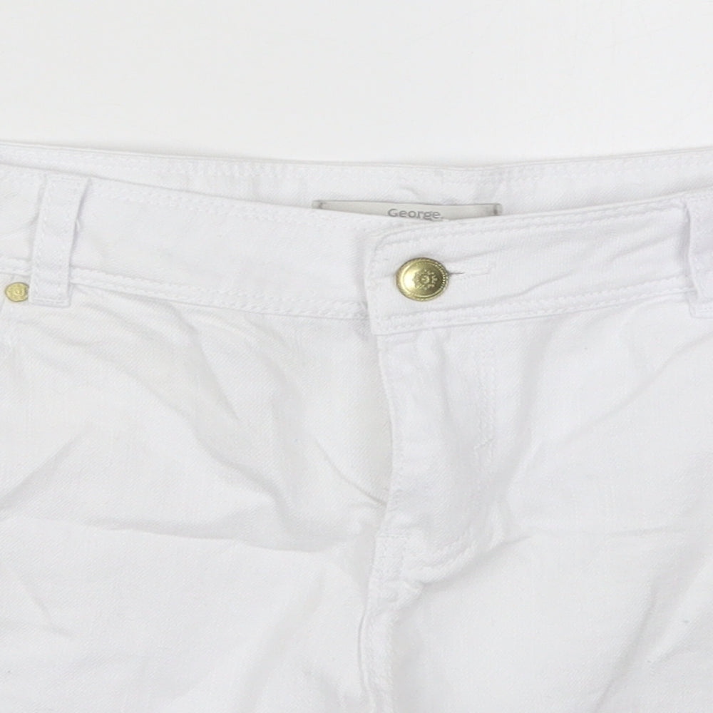 George Womens White  Cotton Cut-Off Shorts Size 14 L4 in Regular Button