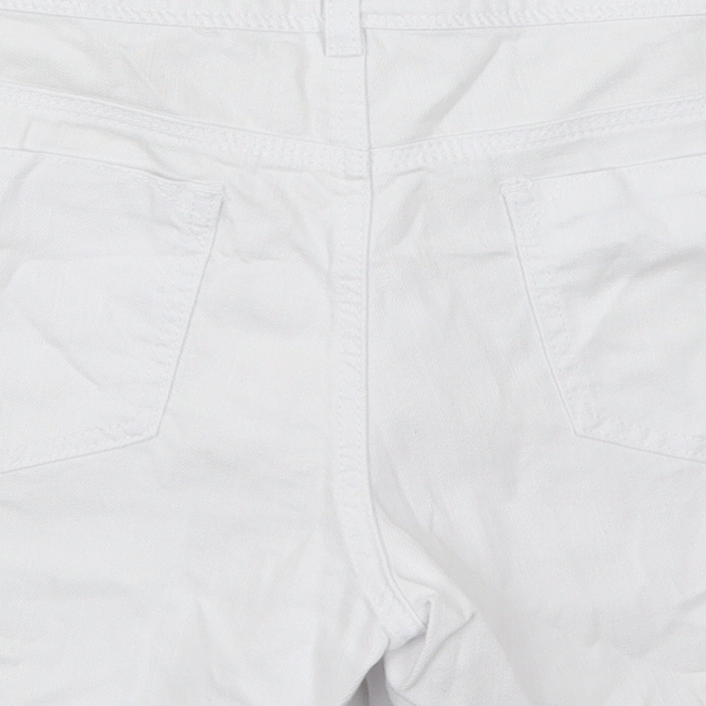George Womens White  Cotton Cut-Off Shorts Size 14 L4 in Regular Button
