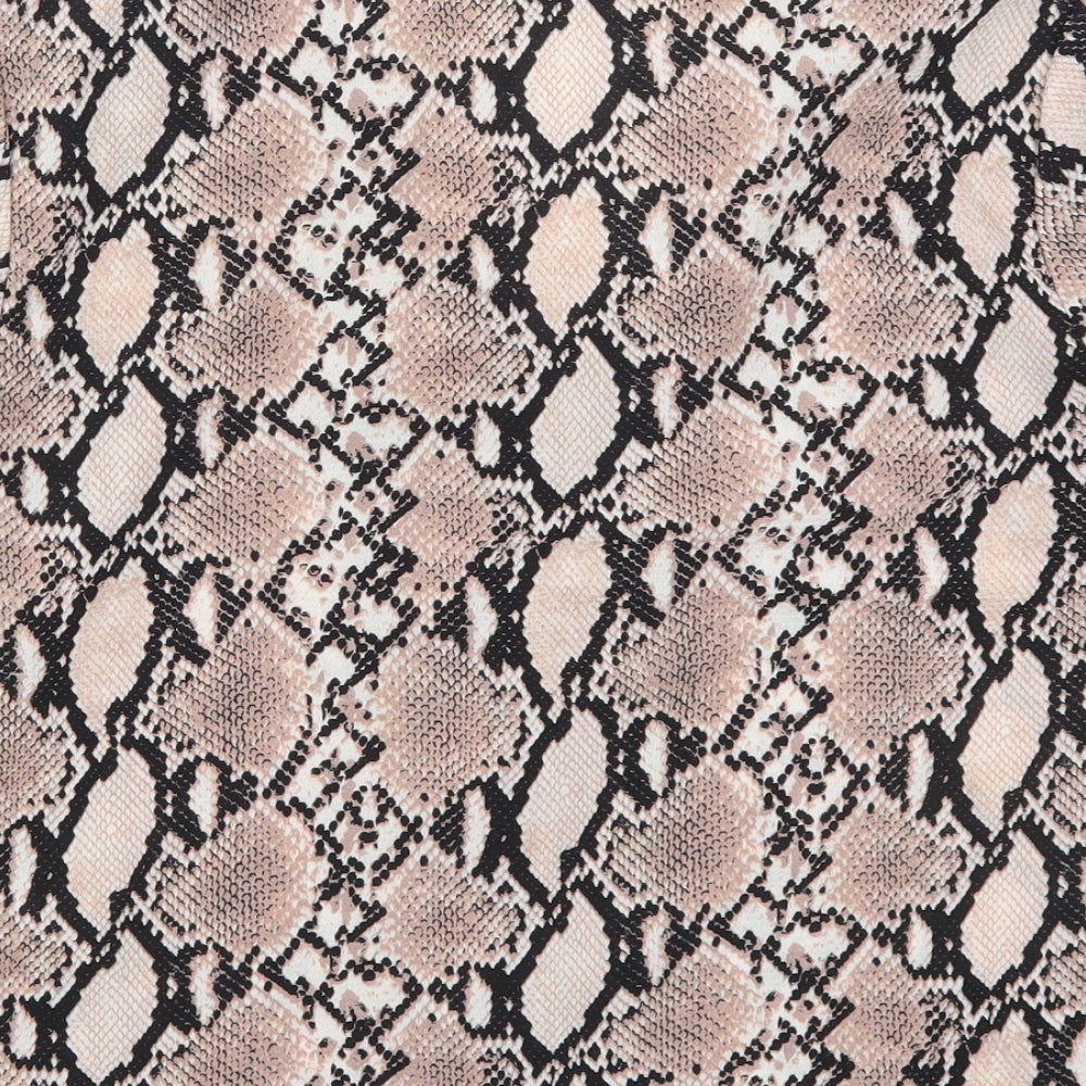 New Look Womens Pink Animal Print Polyester Basic Button-Up Size 10 Collared