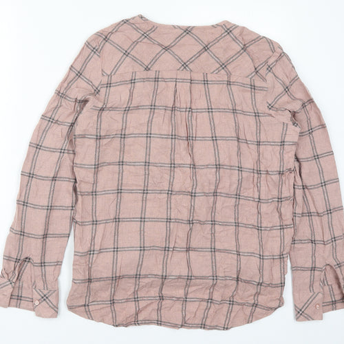 NEXT Womens Pink Check Viscose Basic Blouse Size 12 Collared