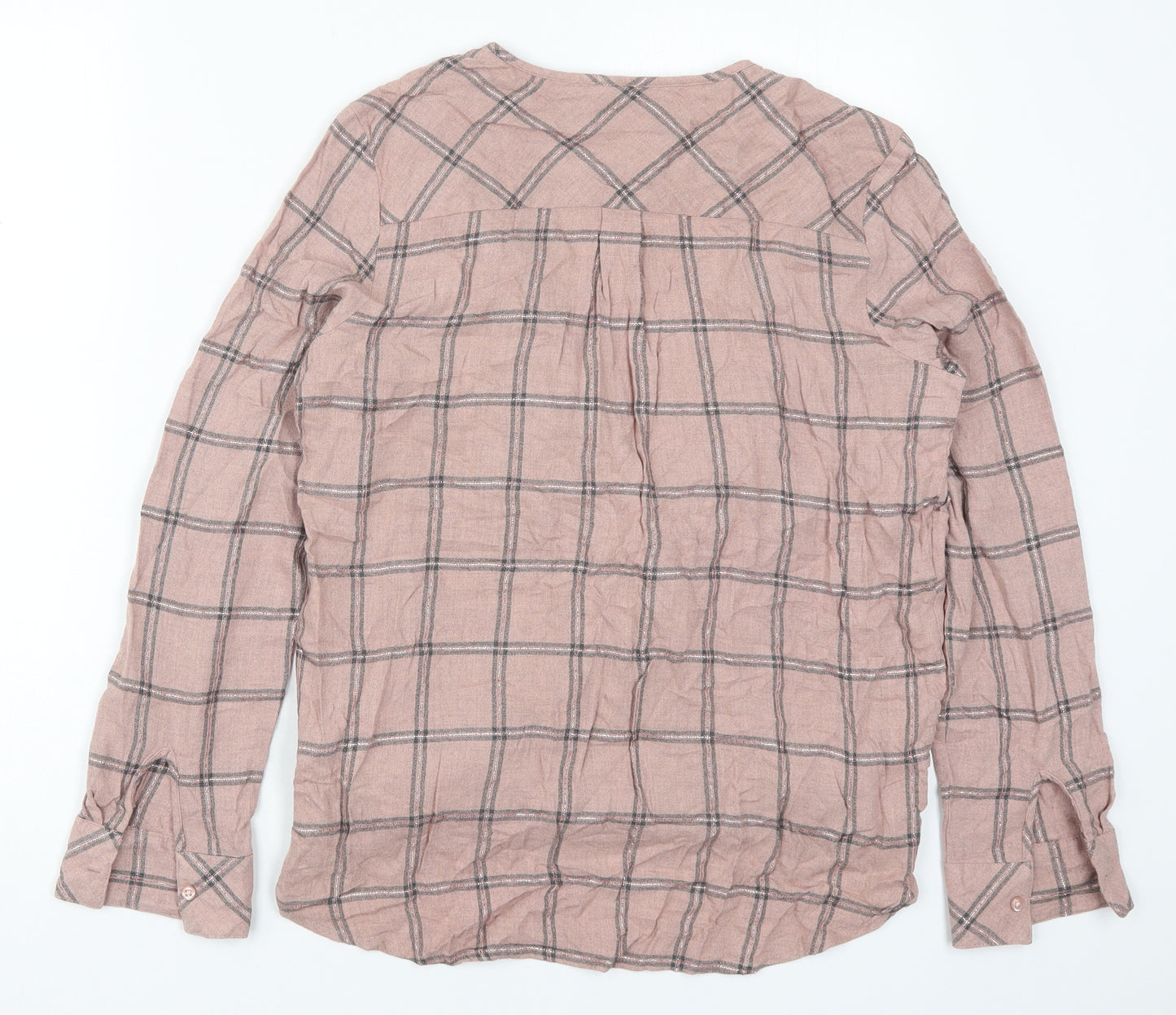 NEXT Womens Pink Check Viscose Basic Blouse Size 12 Collared