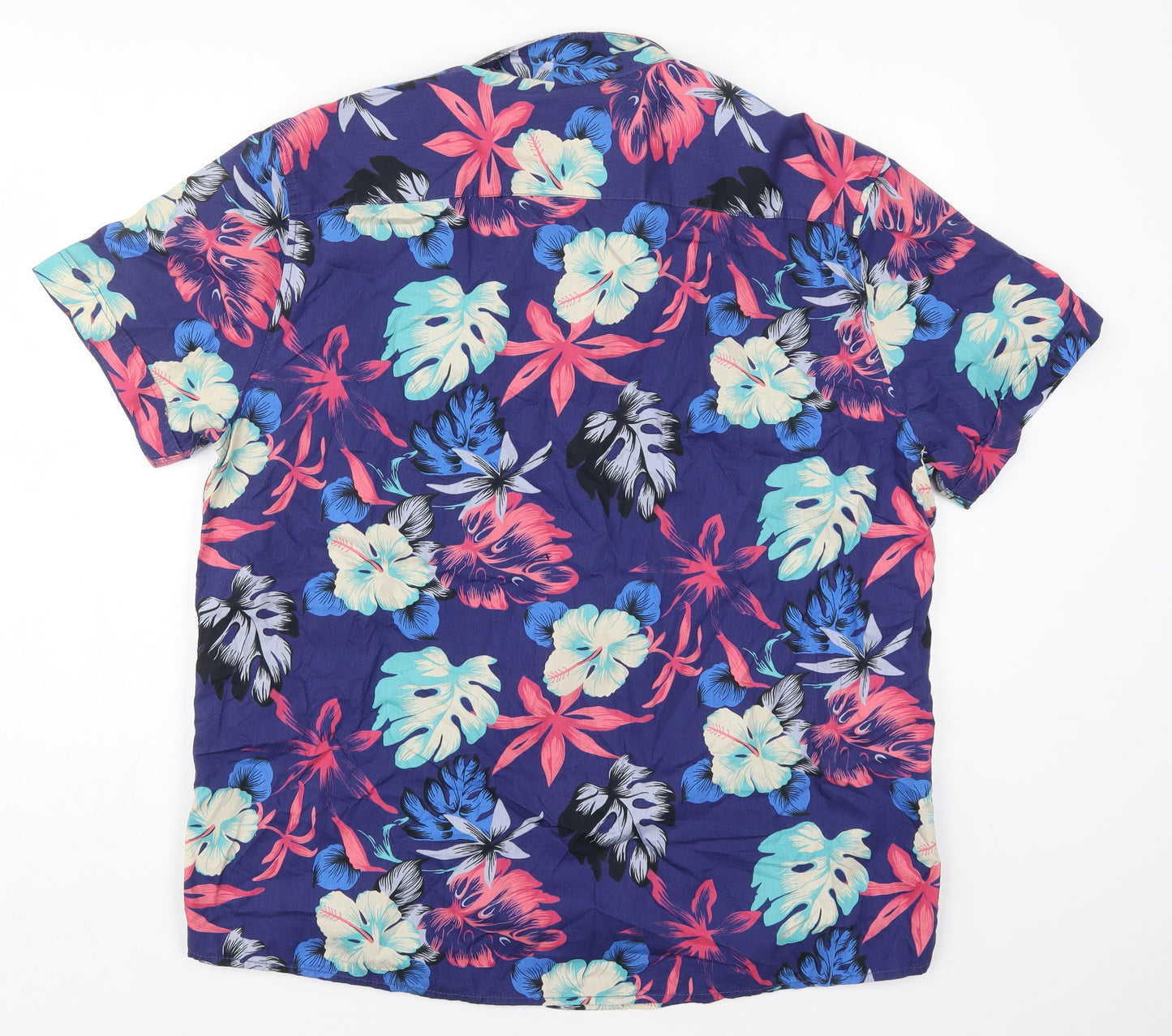 F&F Mens Multicoloured Floral Cotton  Button-Up Size XL Collared Button