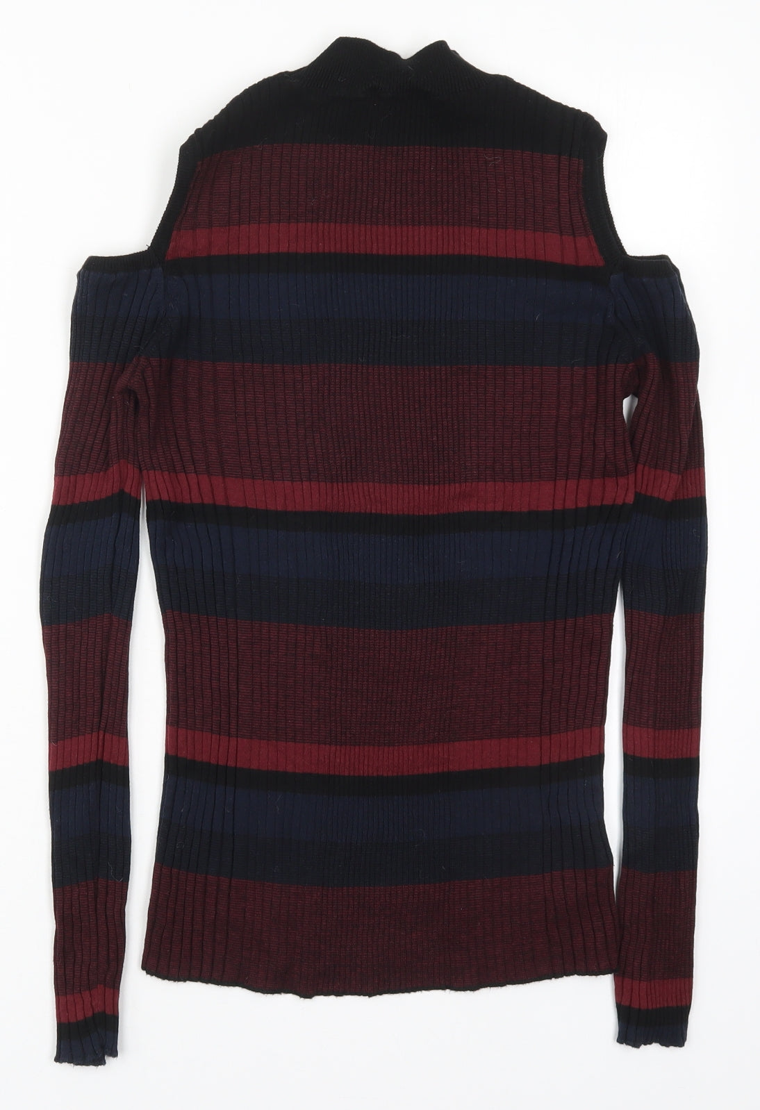 Papaya Womens Red Round Neck Striped Cotton Pullover Jumper Size 12