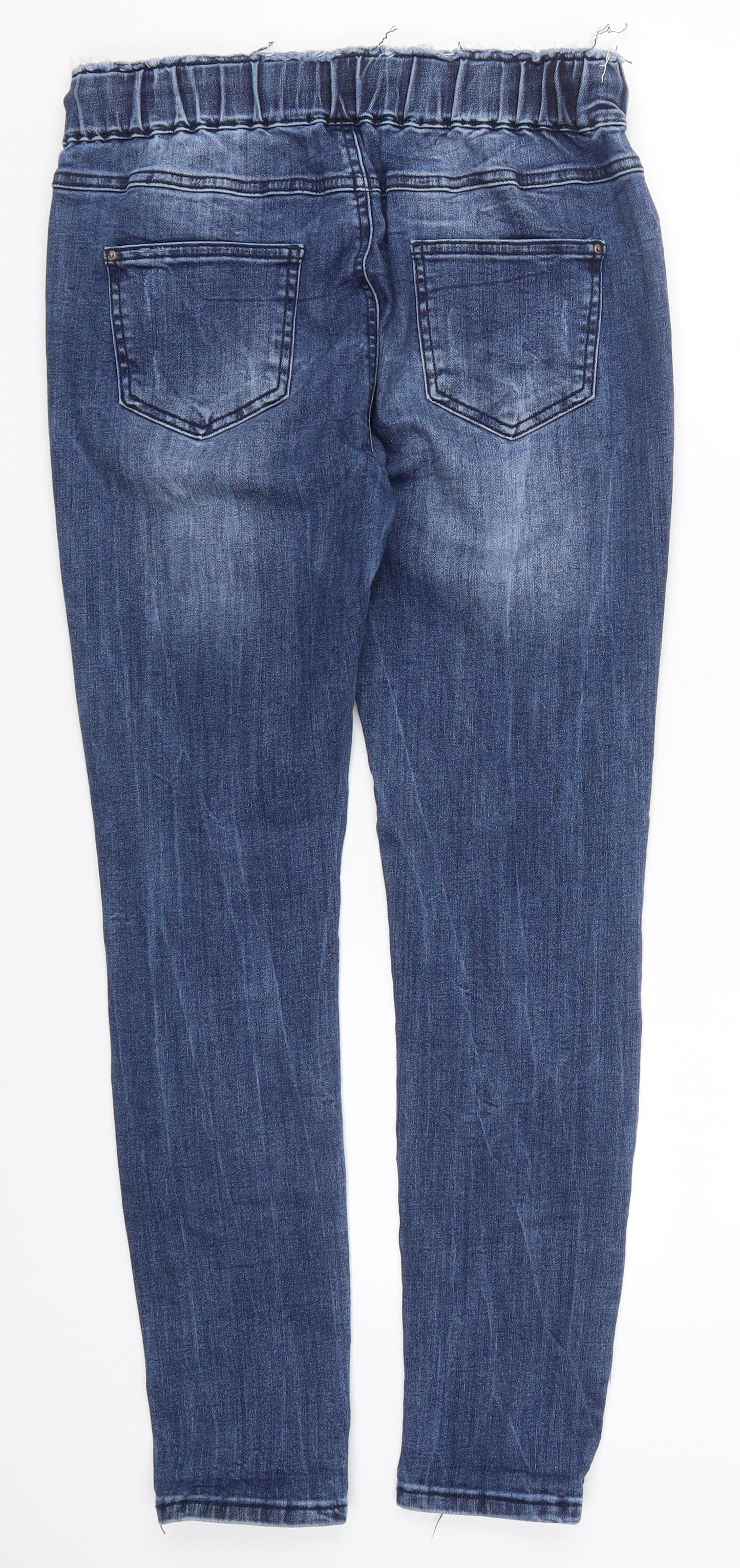 Preworn Womens Blue  Cotton Skinny Jeans Size M L28 in Regular Drawstring