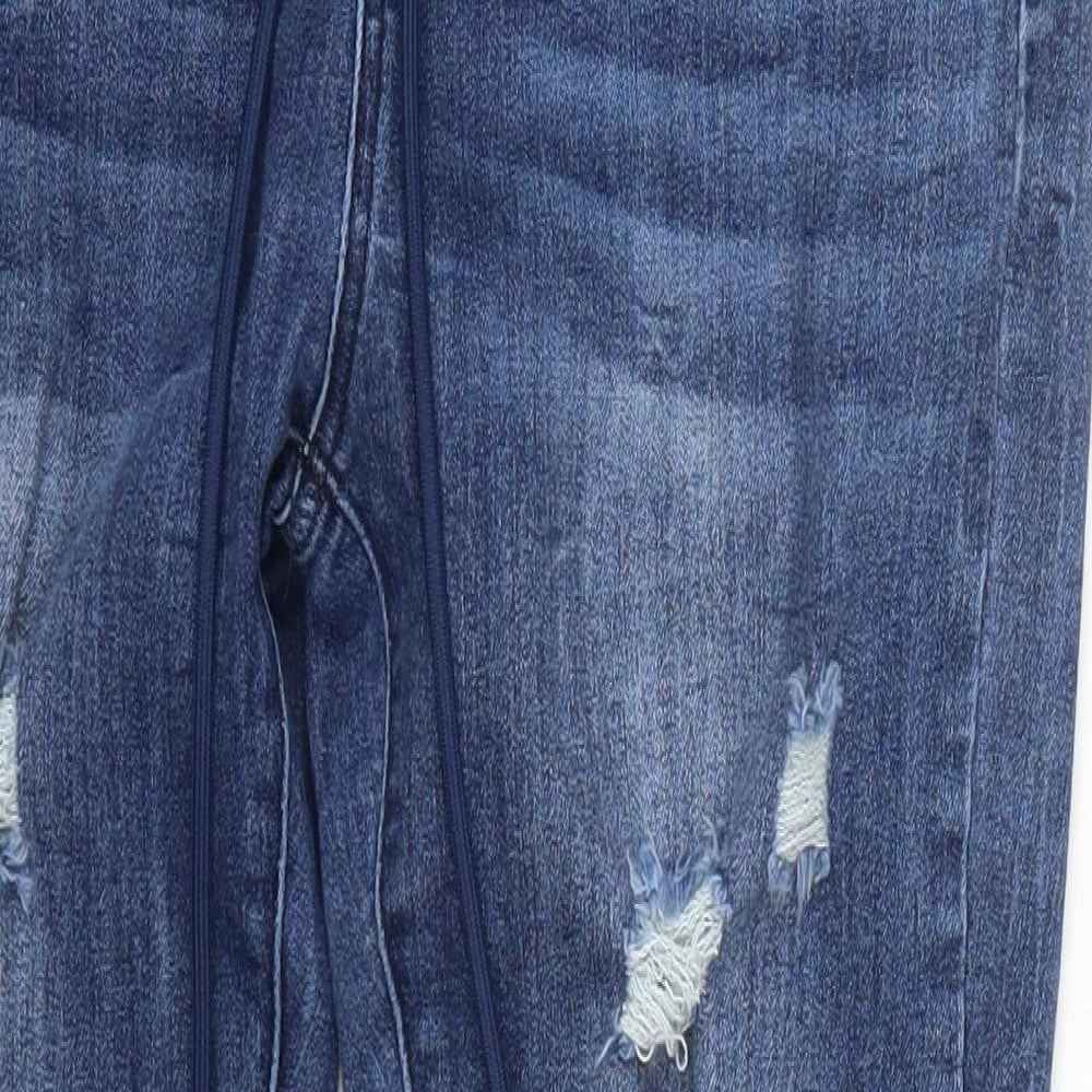 Preworn Womens Blue  Cotton Skinny Jeans Size M L28 in Regular Drawstring