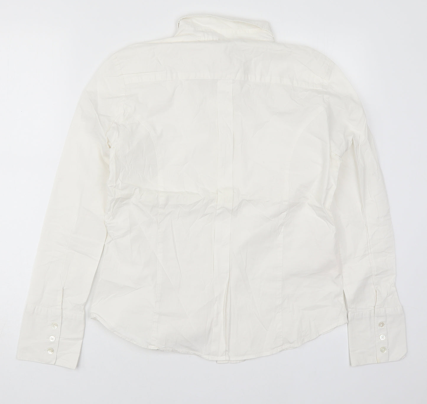 Laura Ashley Womens White  Cotton Basic Button-Up Size 14 Collared
