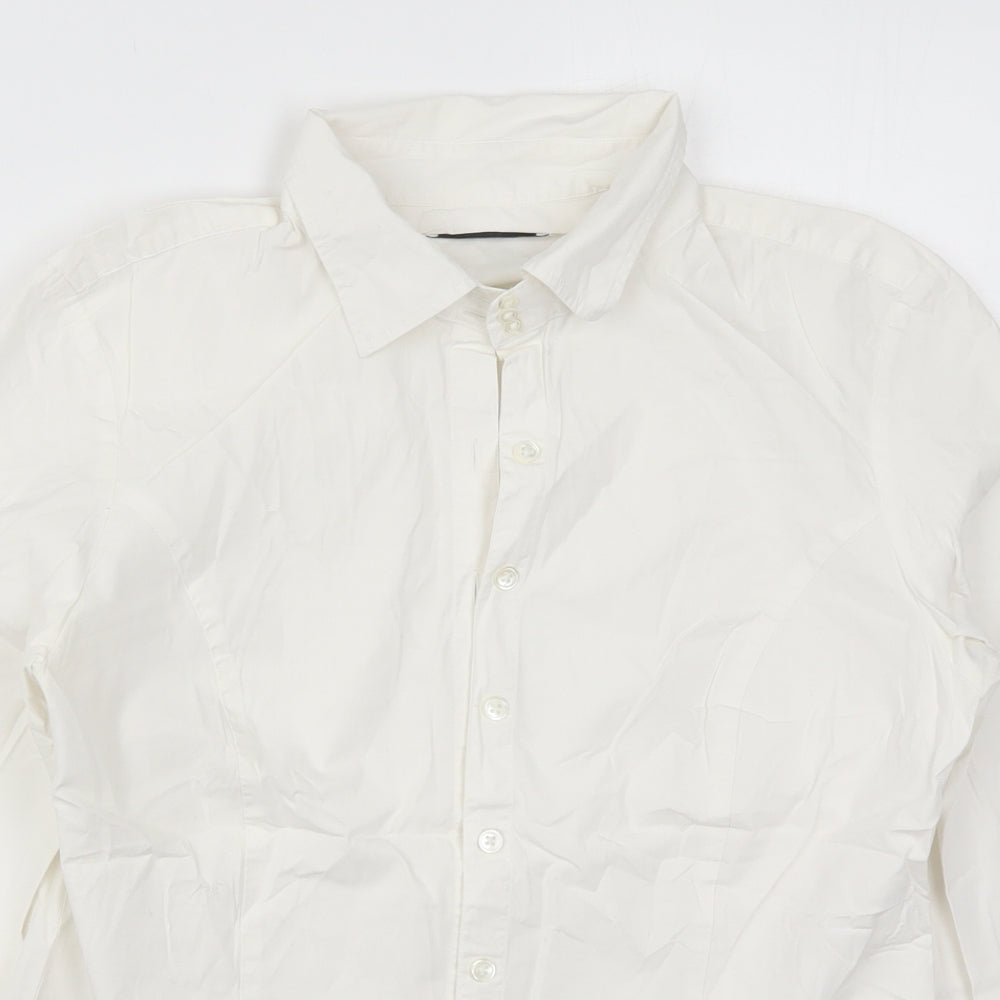 Laura Ashley Womens White  Cotton Basic Button-Up Size 14 Collared