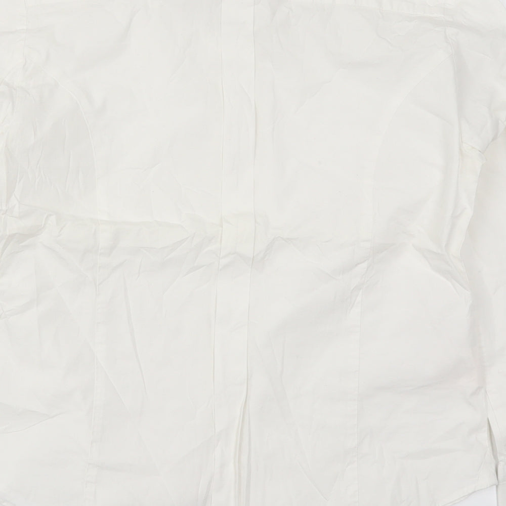 Laura Ashley Womens White  Cotton Basic Button-Up Size 14 Collared