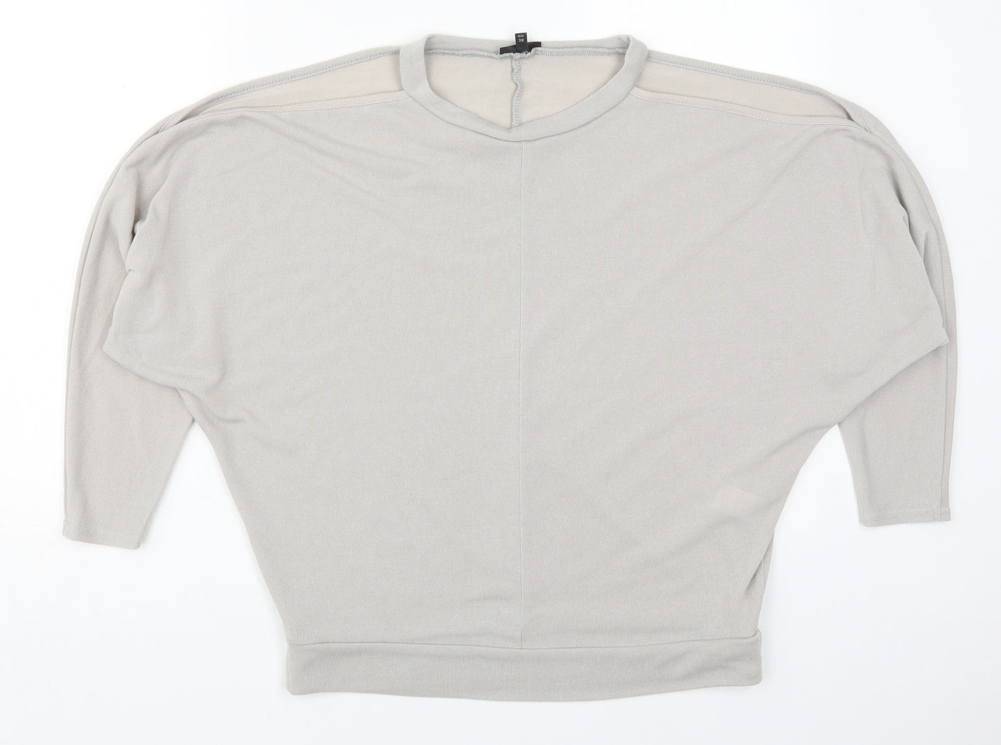 River Island Womens Grey  Polyester Basic T-Shirt Size 12 Round Neck