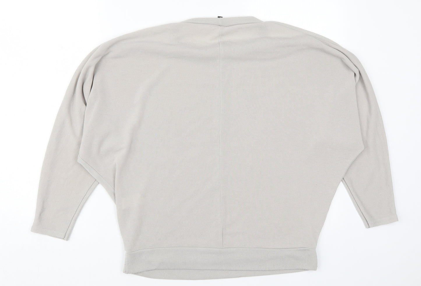 River Island Womens Grey  Polyester Basic T-Shirt Size 12 Round Neck