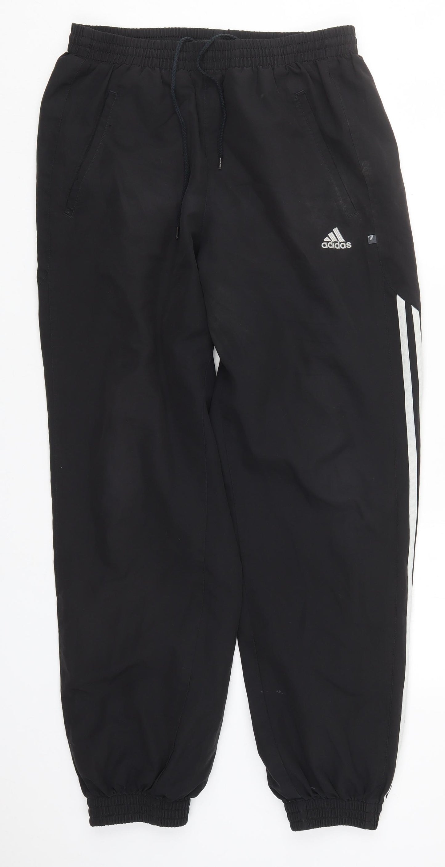adidas Mens Black  Polyester Track Pants Trousers Size M L29 in Regular Drawstring