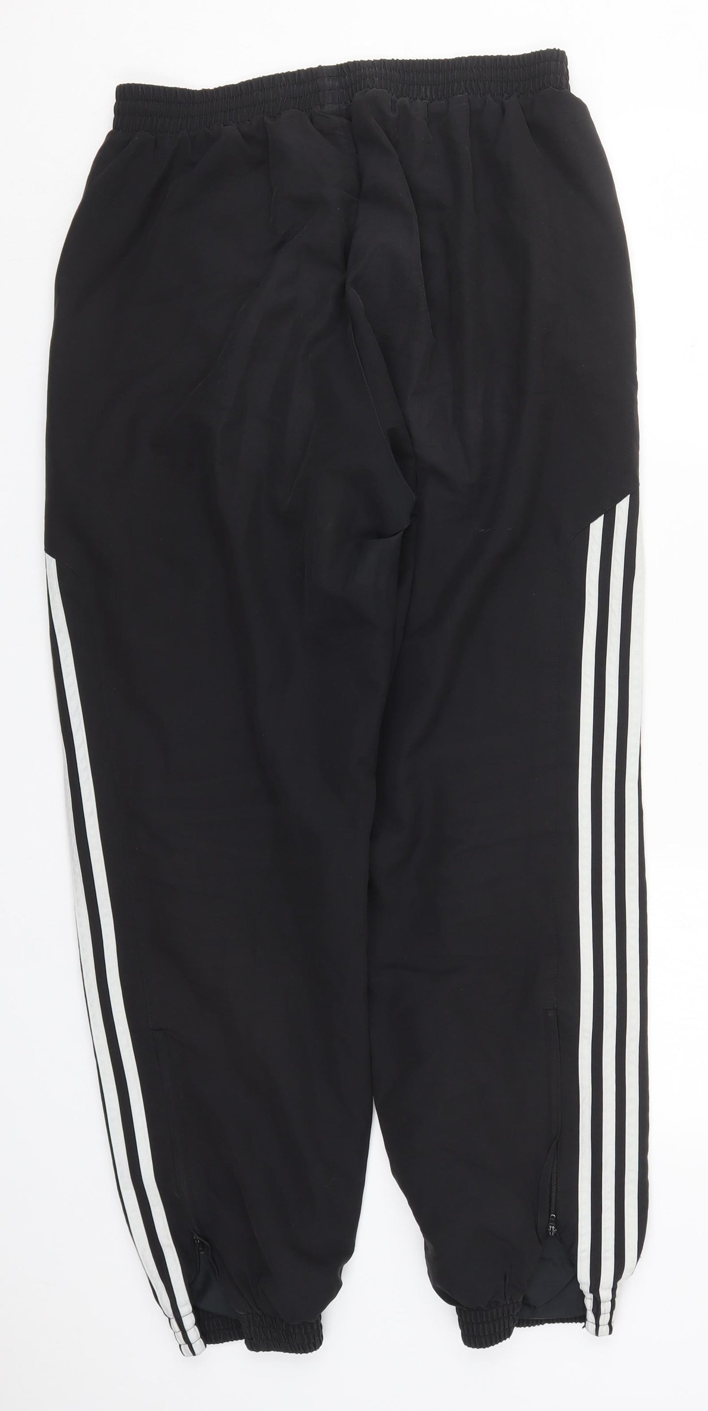 adidas Mens Black  Polyester Track Pants Trousers Size M L29 in Regular Drawstring