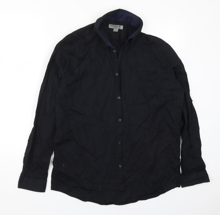 Cedar Wood State Mens Black  Cotton  Button-Up Size 16 Collared Button