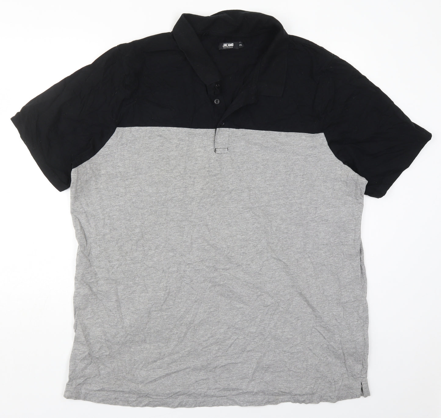 Jacamo Mens Grey Colourblock Cotton  T-Shirt Size 2XL Collared