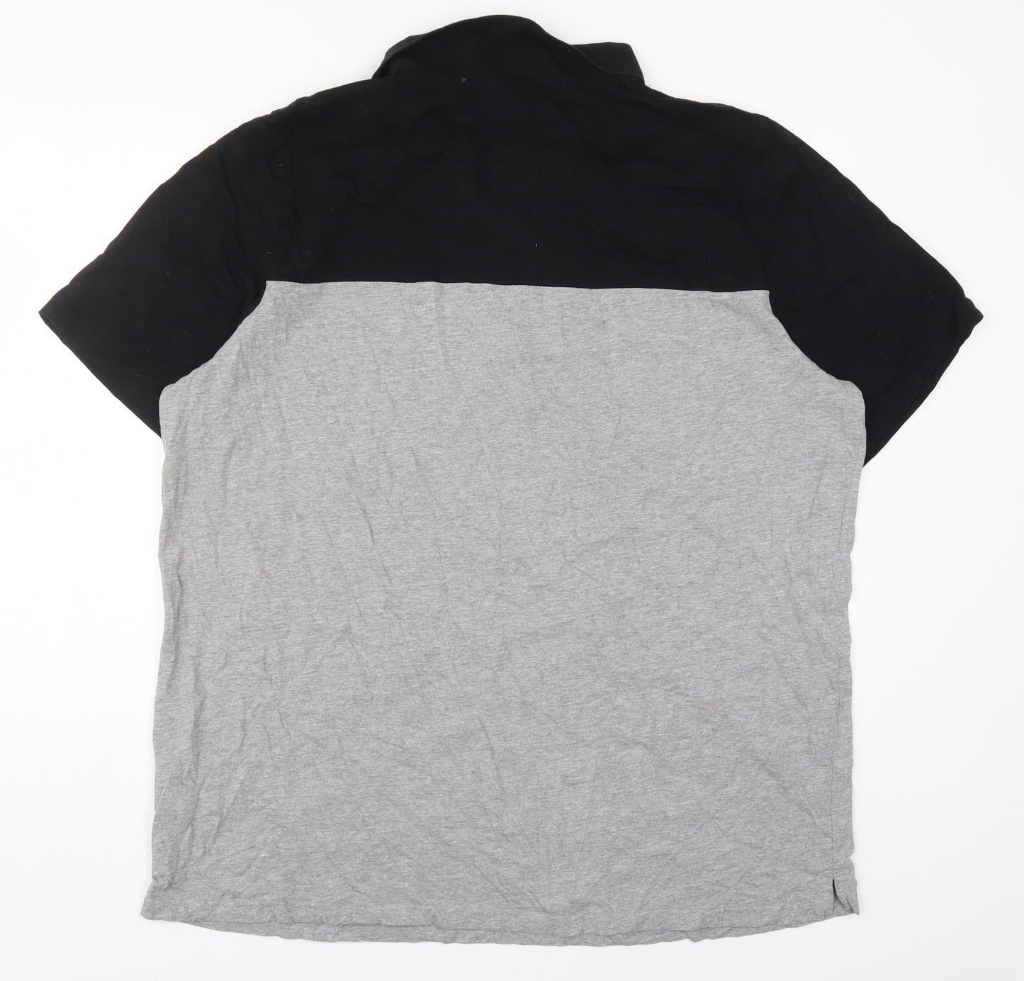 Jacamo Mens Grey Colourblock Cotton  T-Shirt Size 2XL Collared