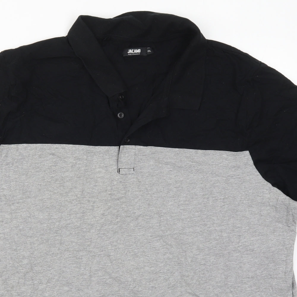 Jacamo Mens Grey Colourblock Cotton  T-Shirt Size 2XL Collared
