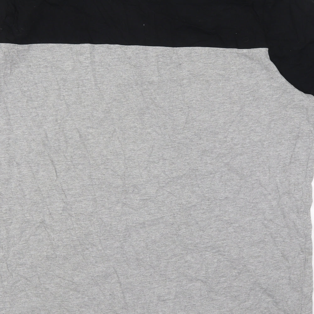 Jacamo Mens Grey Colourblock Cotton  T-Shirt Size 2XL Collared