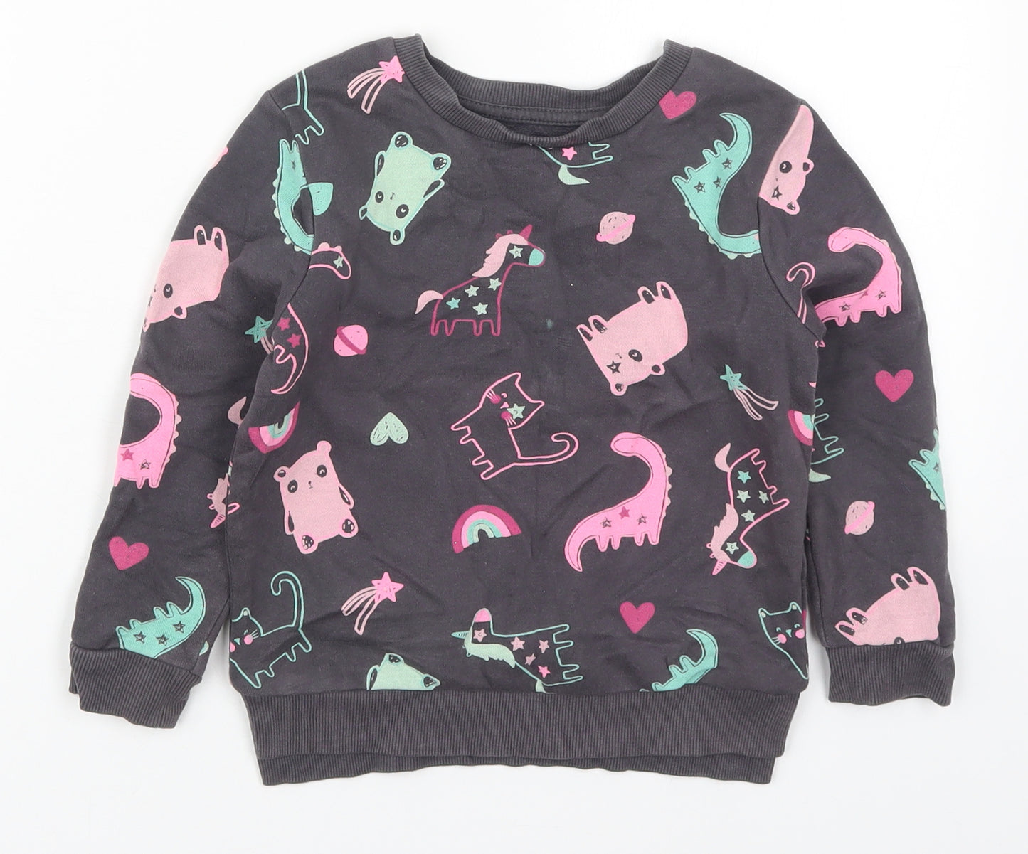 George Girls Multicoloured  Cotton Pullover Sweatshirt Size 4-5 Years  Pullover - Animals