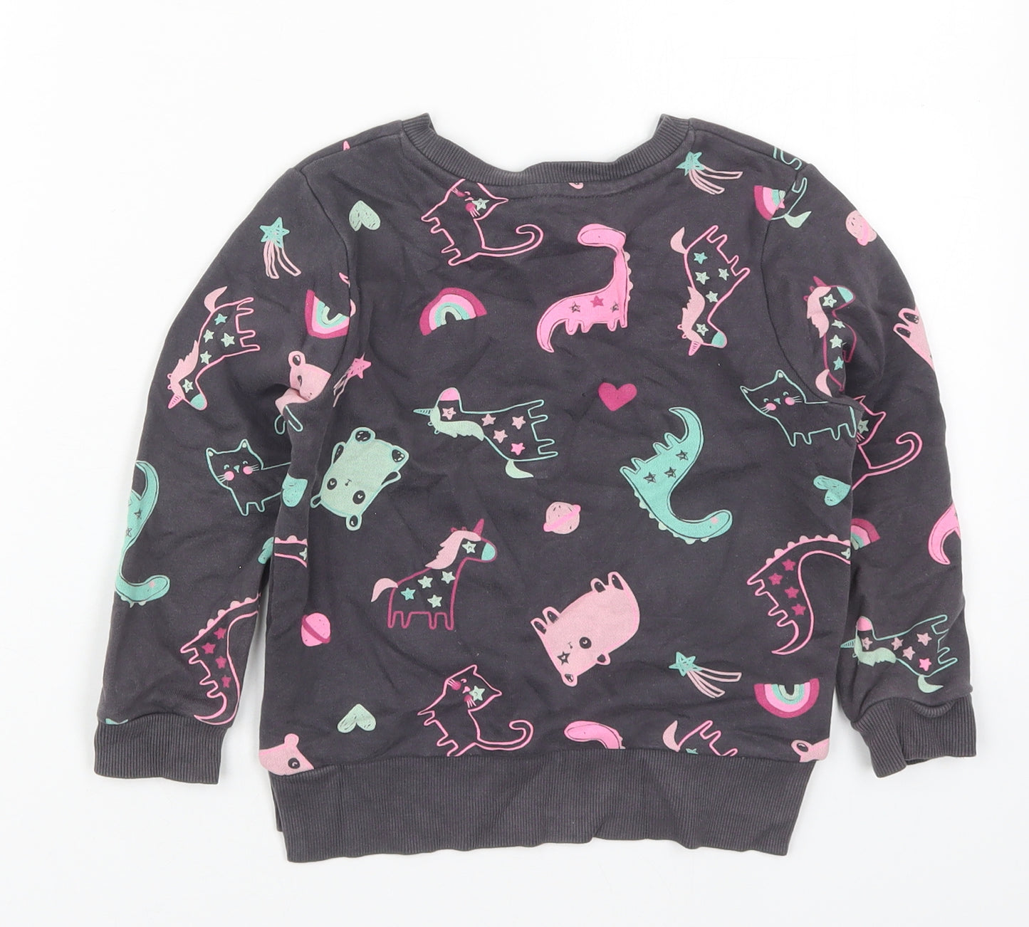 George Girls Multicoloured  Cotton Pullover Sweatshirt Size 4-5 Years  Pullover - Animals