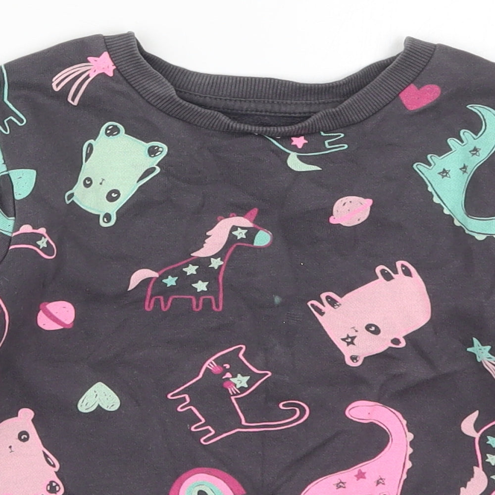 George Girls Multicoloured  Cotton Pullover Sweatshirt Size 4-5 Years  Pullover - Animals