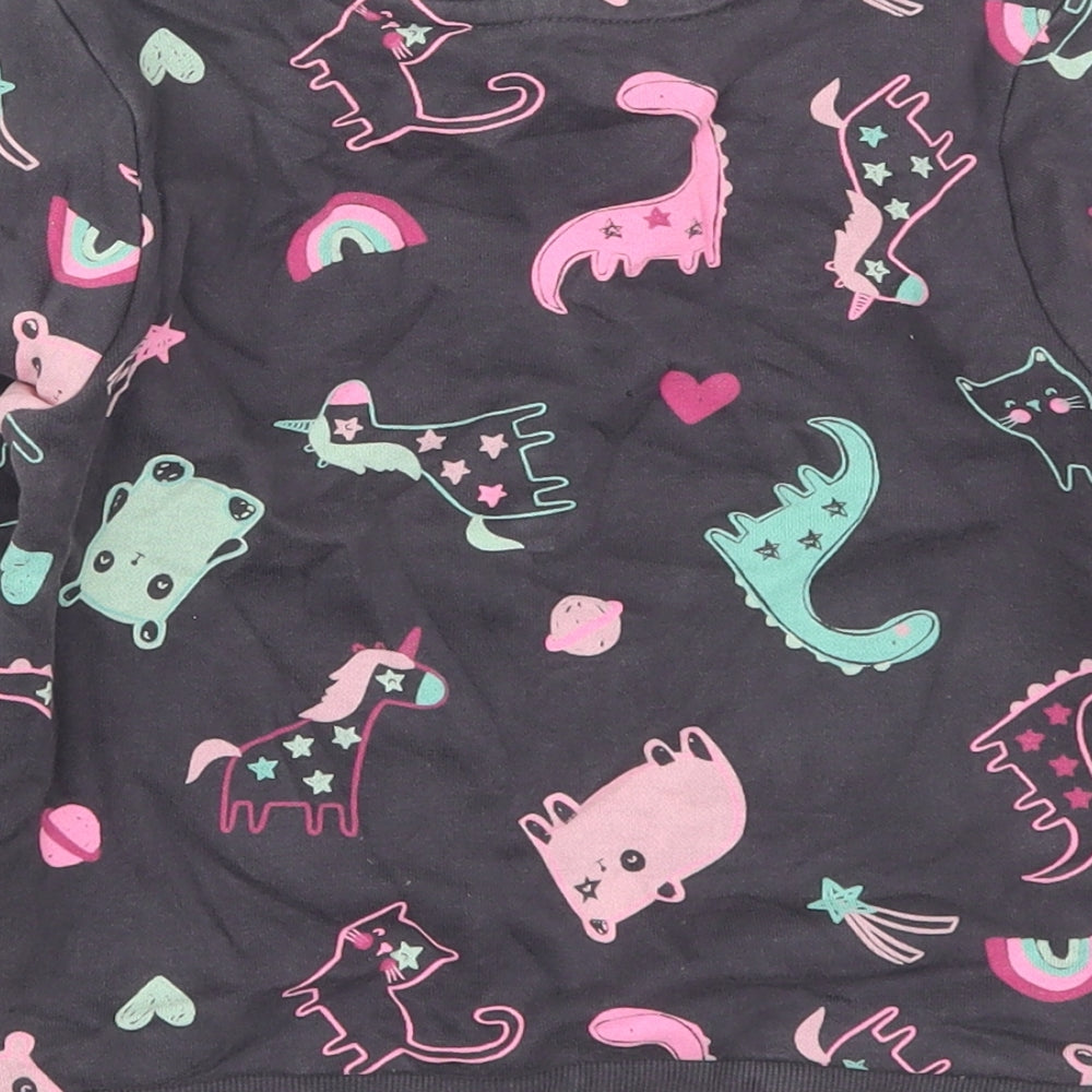 George Girls Multicoloured  Cotton Pullover Sweatshirt Size 4-5 Years  Pullover - Animals