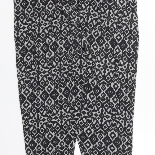 H&M Womens Grey Geometric Cotton Trousers  Size S L23 in Regular Drawstring - Pyjama Pants