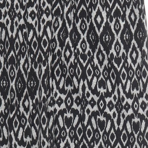 H&M Womens Grey Geometric Cotton Trousers  Size S L23 in Regular Drawstring - Pyjama Pants